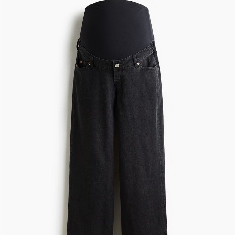 H&M Black Maternity Wide-Leg Jeans with Belly Panel